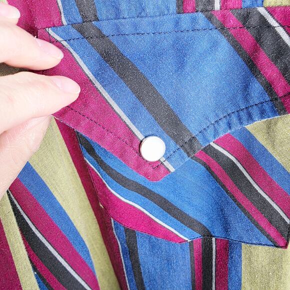 Vintage Ely Since 1878  Western Blue  Striped Men's Button Front Shirt Size XXL - Picture 6 of 14